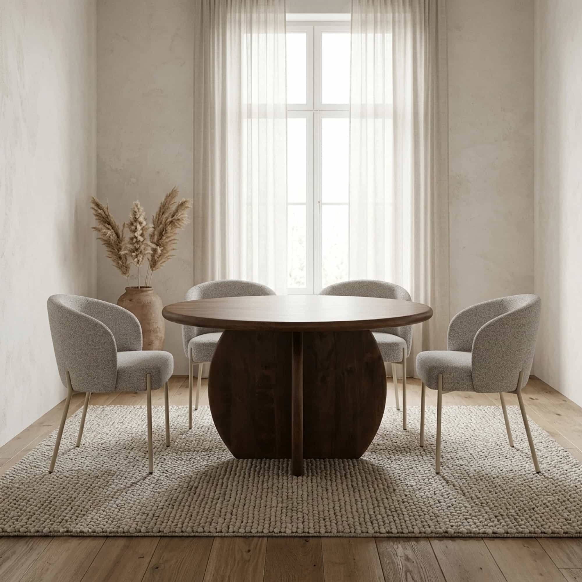 Eetkamertafel Ø130, Mango Brown Walnut, Belly Table Collection - My Sons