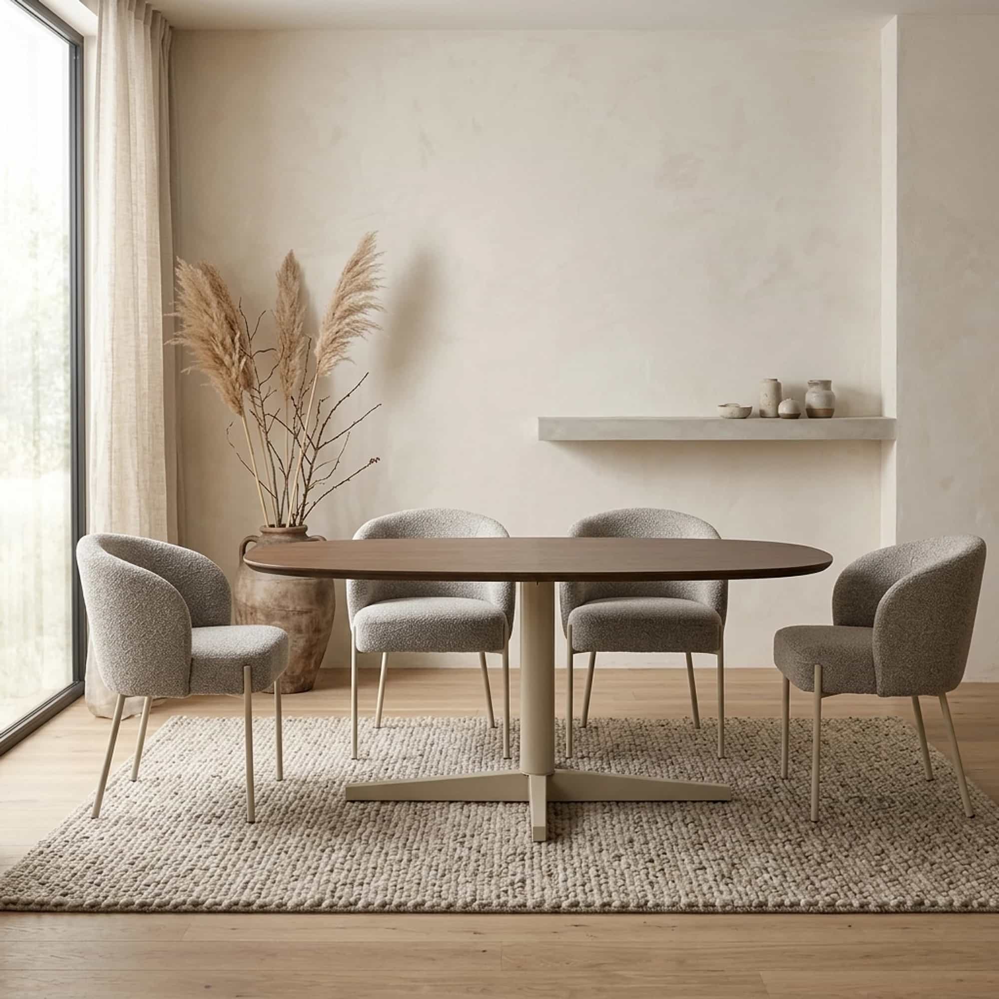 Eetkamertafel 160, organisch, poot Beige, Mango Brown Walnut - My Sons