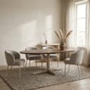 Eetkamertafel 160, ovaal, poot Beige, Mango Brown Walnut - My Sons