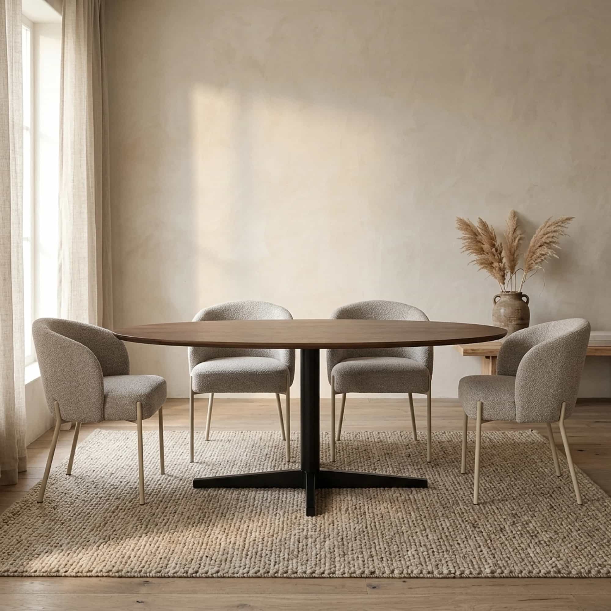 Eetkamertafel 160, ovaal, poot Black, Mango Brown Walnut - My Sons