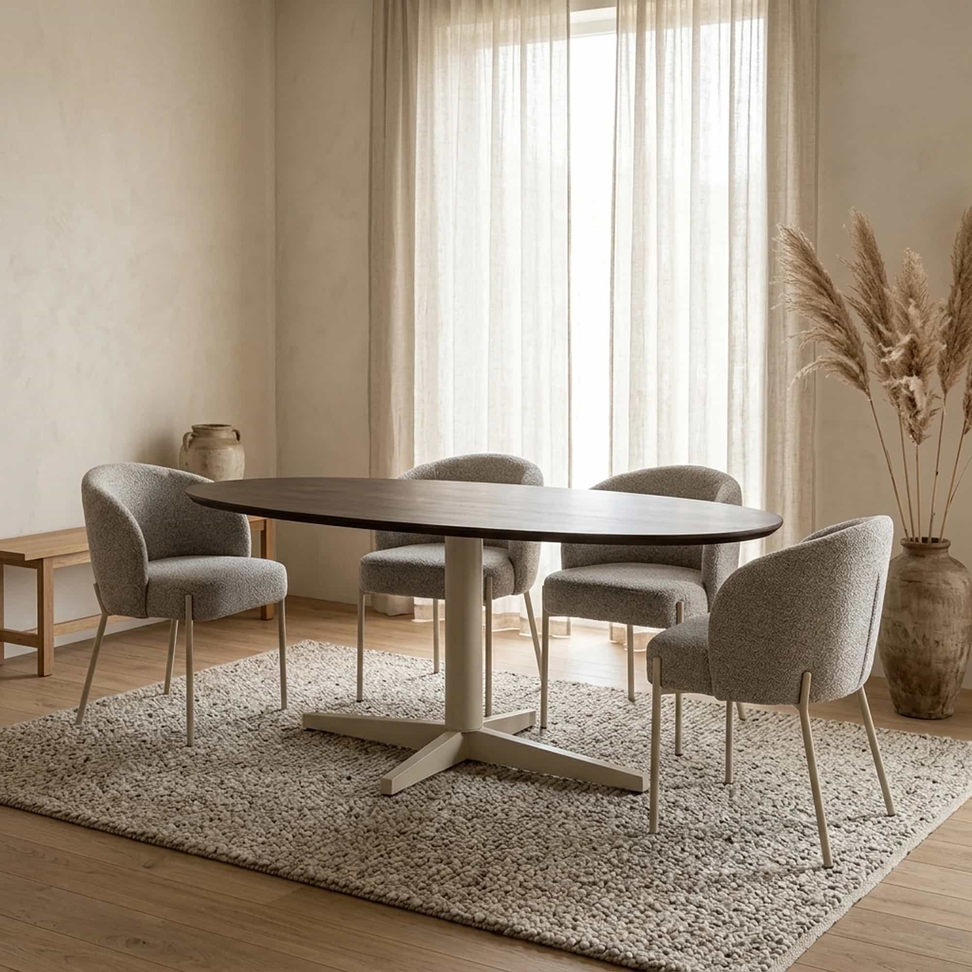 Eetkamertafel 190, organisch, poot Beige, Mango Brown Walnut - My Sons