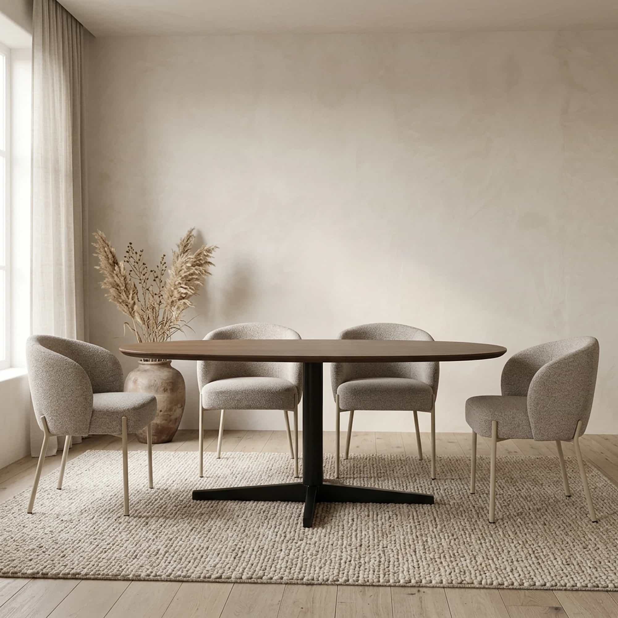 Eetkamertafel 190, organisch, poot Black, Mango Brown Walnut - My Sons