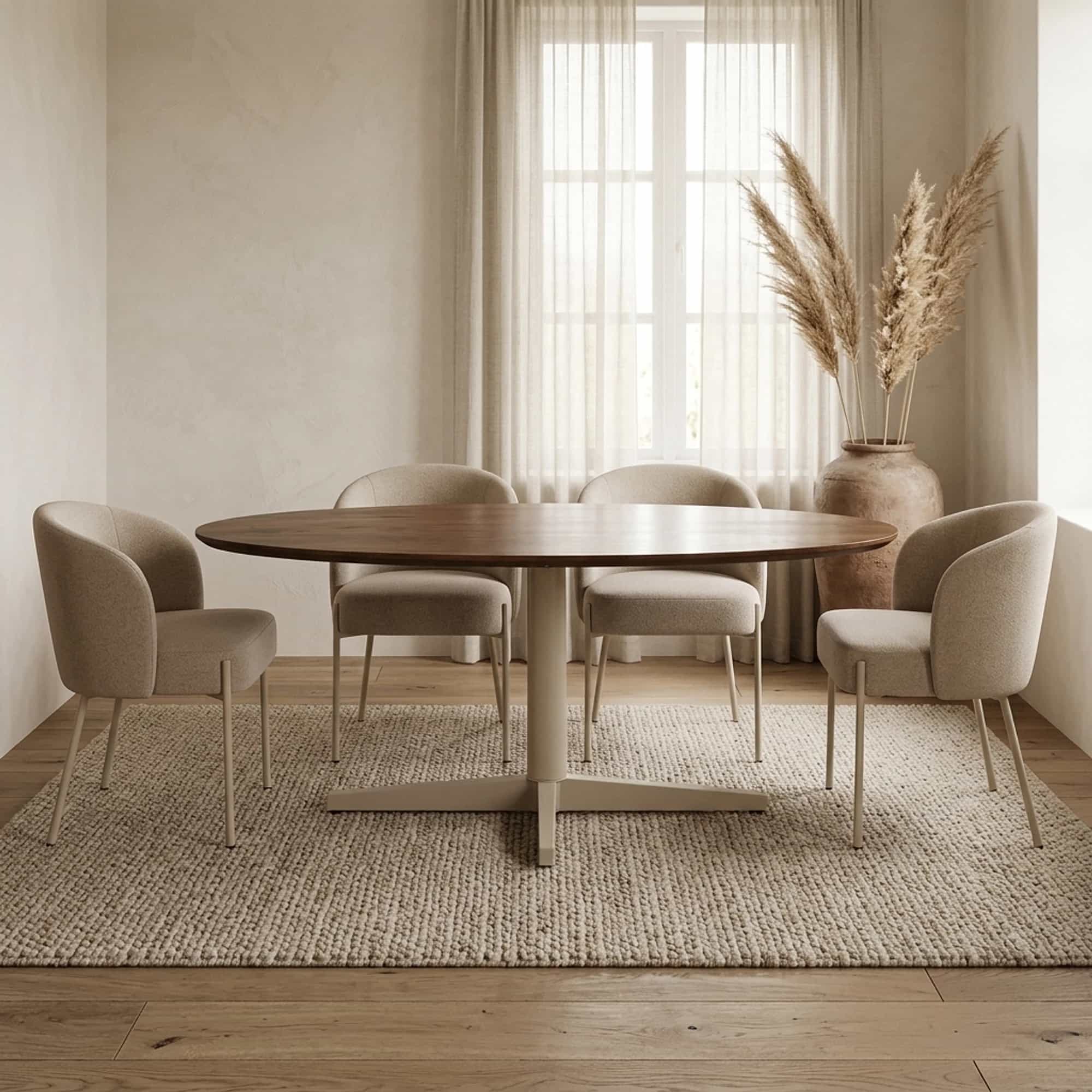 Eetkamertafel 190, ovaal, poot Beige, Mango Brown Walnut - My Sons