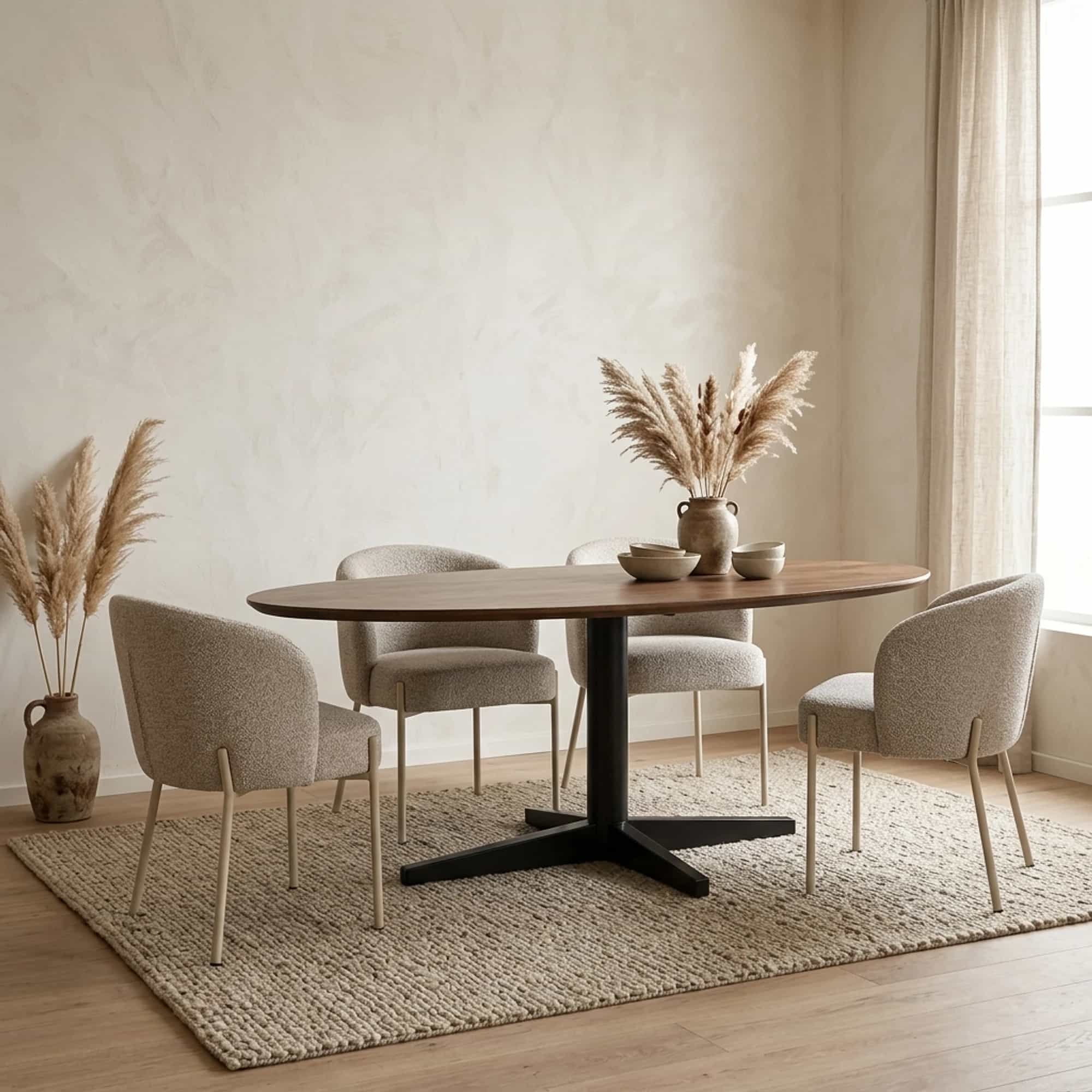 Eetkamertafel 190, ovaal, poot Black, Mango Brown Walnut - My Sons