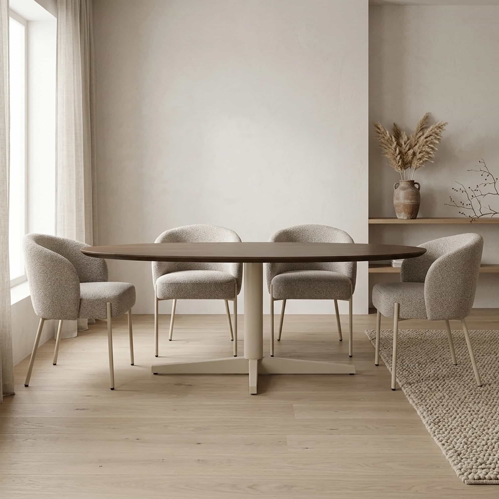 Eetkamertafel 220, organisch, poot Beige, Mango Brown Walnut - My Sons