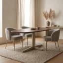 Eetkamertafel 240, organisch, poot Beige, Mango Brown Walnut - My Sons