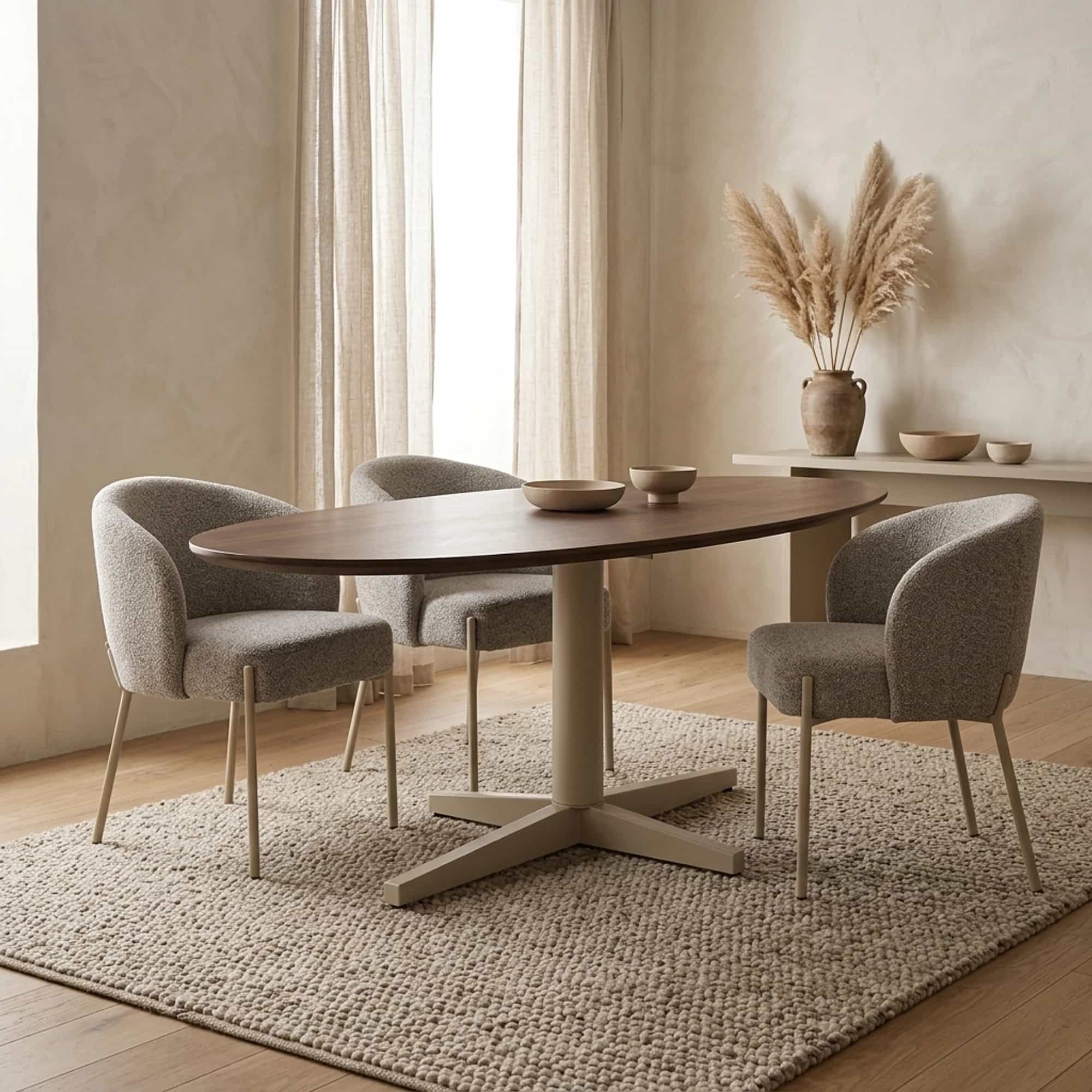 Eetkamertafel 240, organisch, poot Beige, Mango Brown Walnut - My Sons