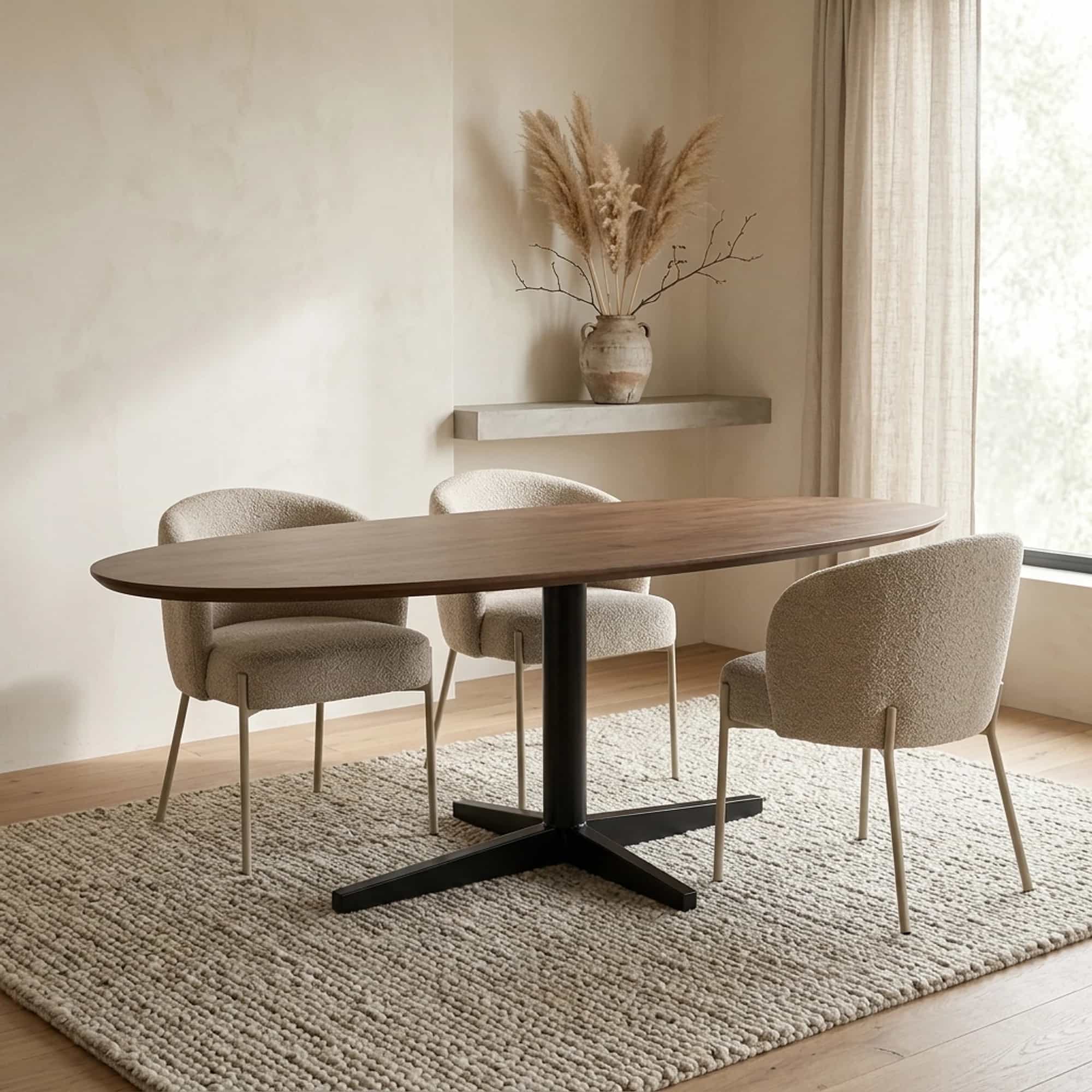 Eetkamertafel 240, organisch, poot Black, Mango Brown Walnut - My Sons