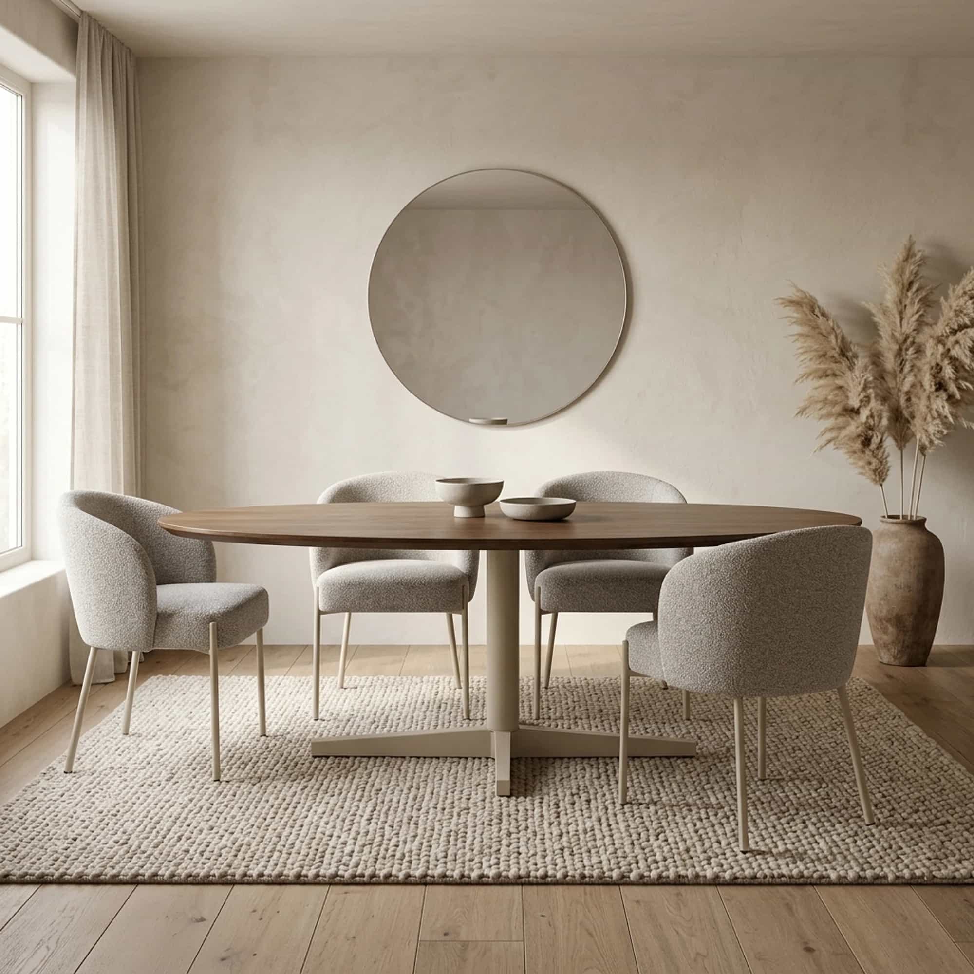 Eetkamertafel 240, ovaal, poot Beige, Mango Brown Walnut - My Sons