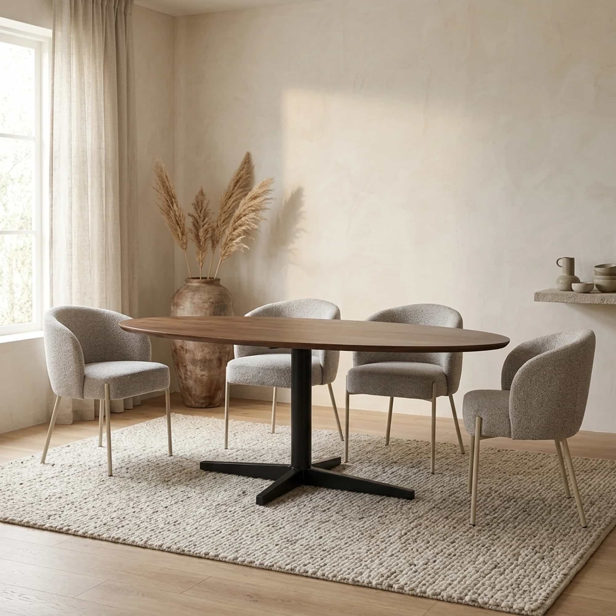 Eetkamertafel 240, ovaal, poot Black, Mango Brown Walnut - My Sons