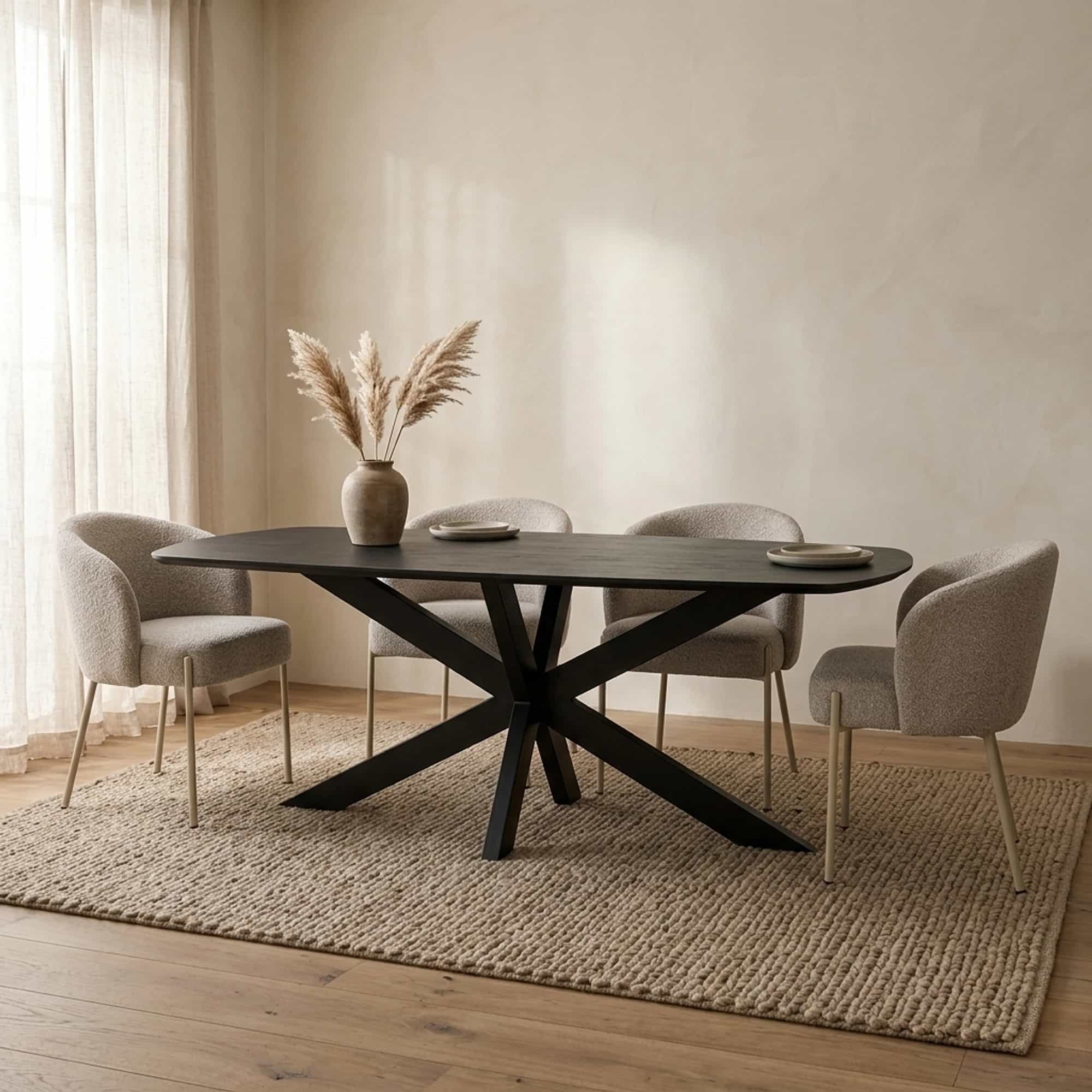 Eetkamertafel deens ovaal 210, Acacia Black - My Sons