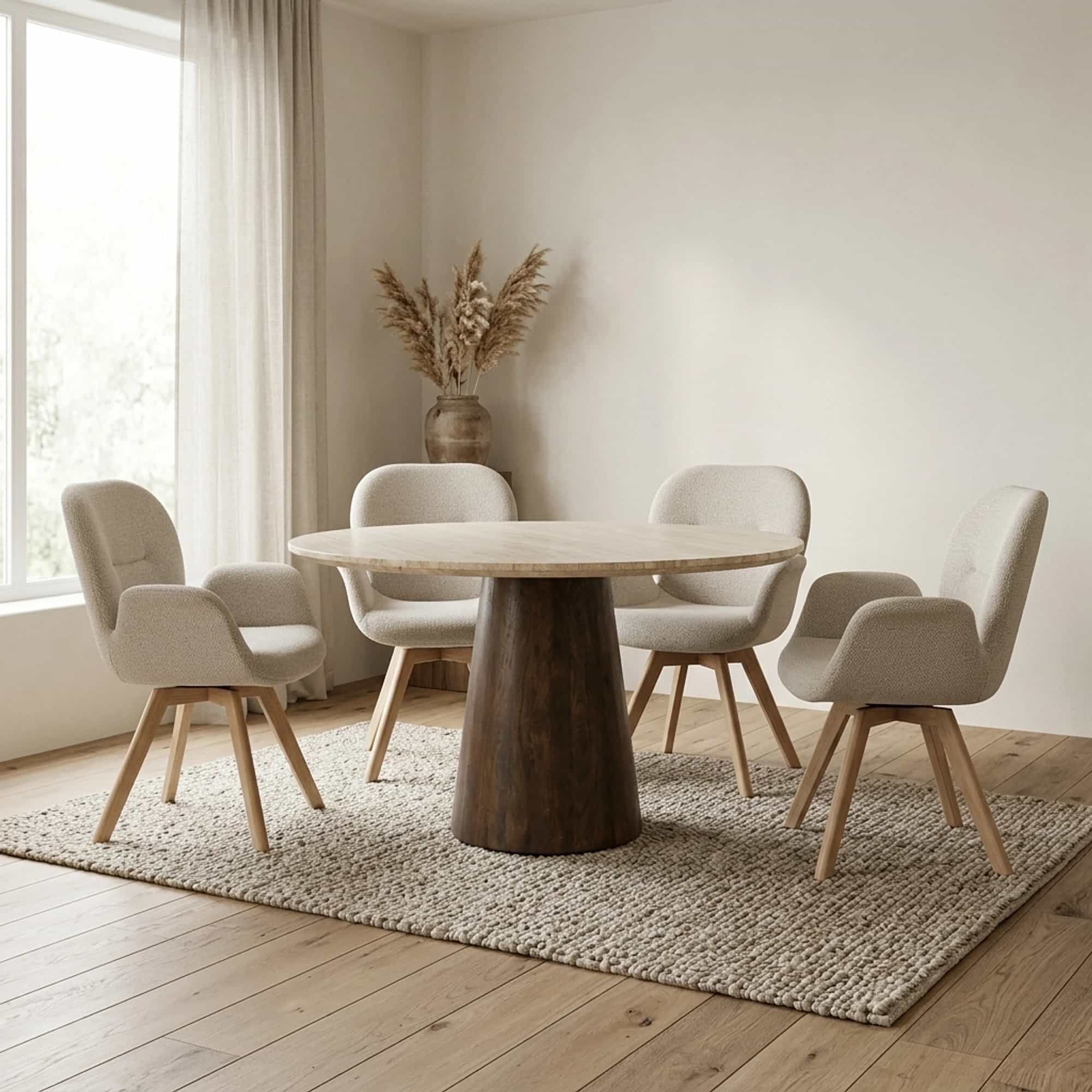 Eettafel Aikin 130x77 cm Travertin - Eleonora
