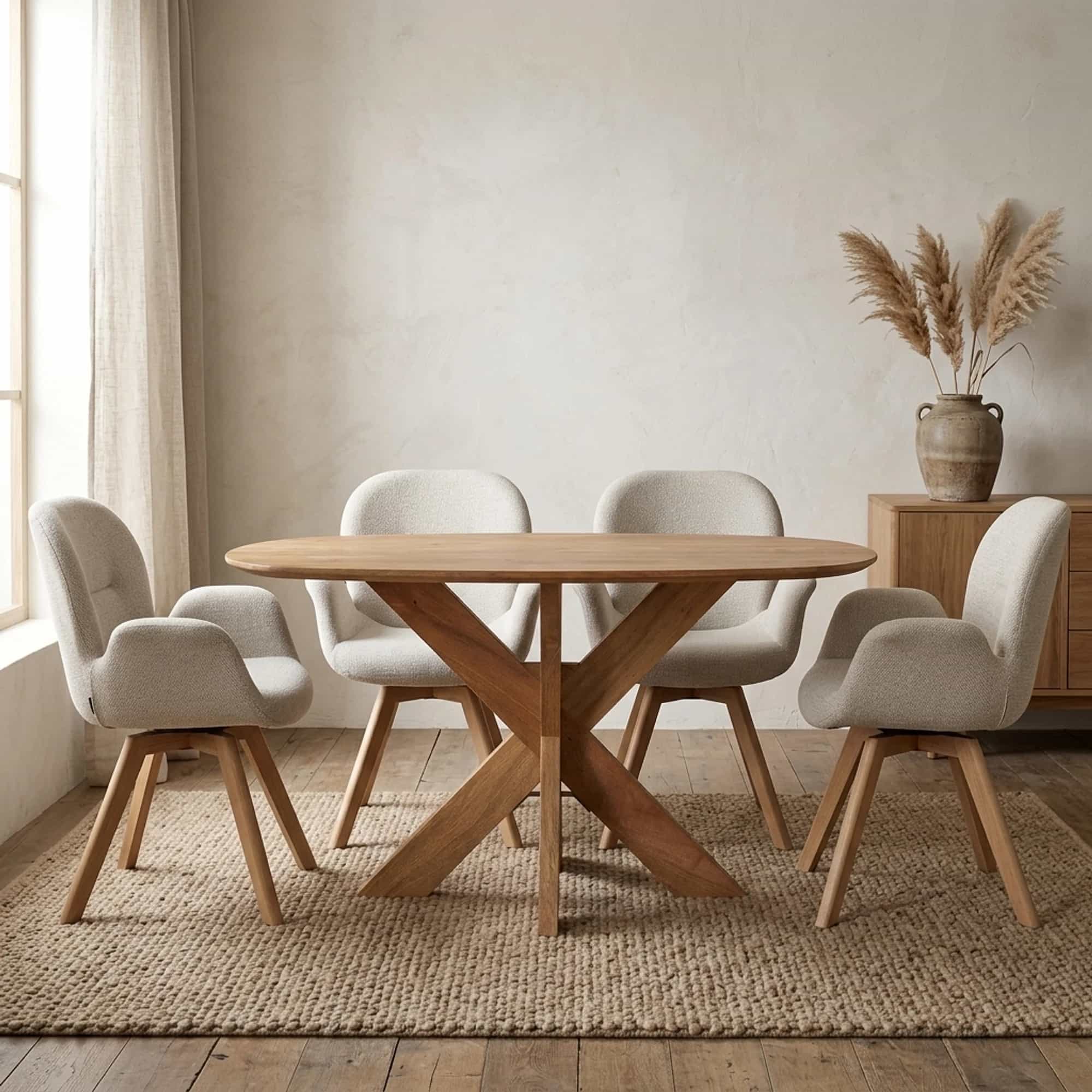 Eettafel Deens Ovaal Runa met Houten Onderstel - Benoa