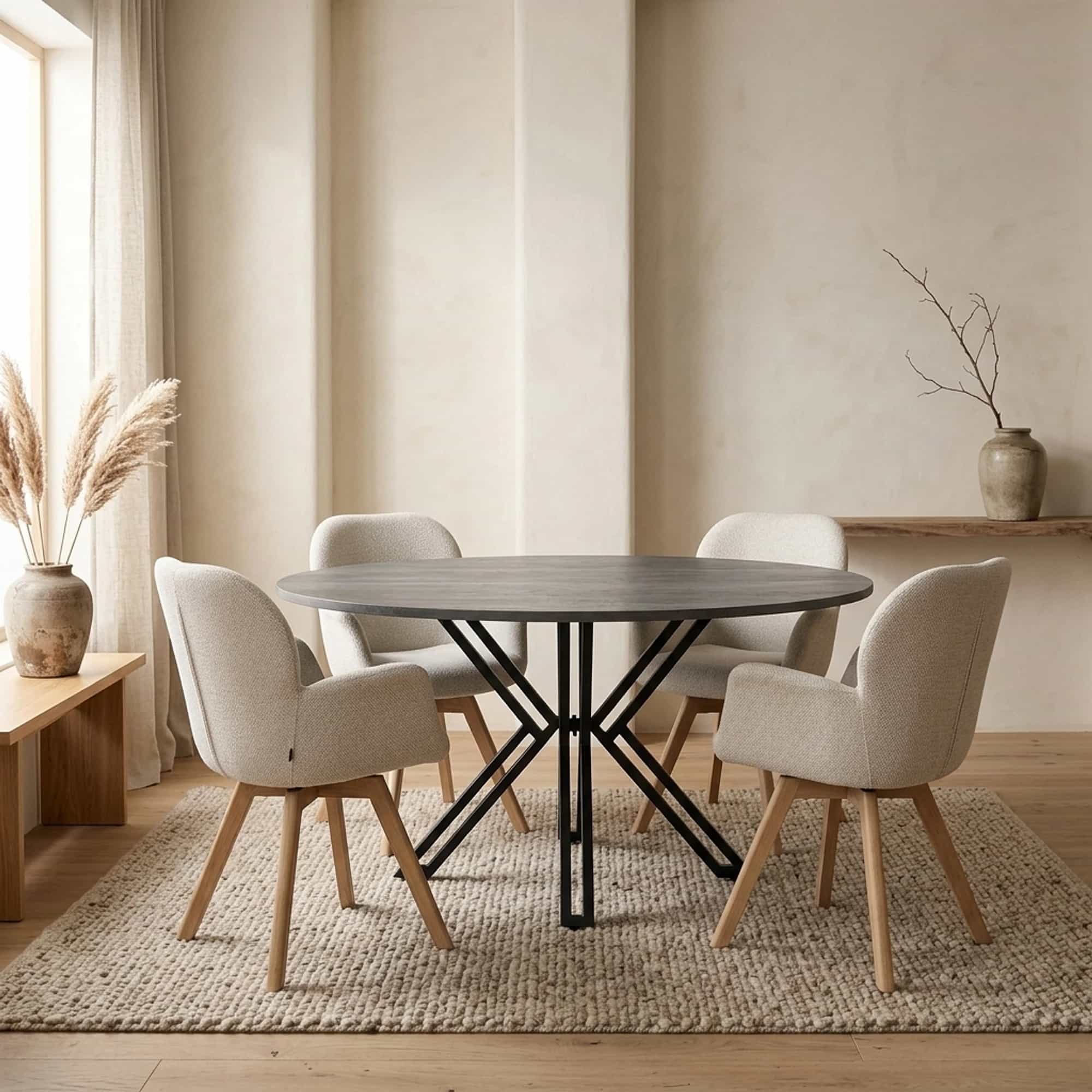 Eettafel Rond Yana Zwart - Benoa