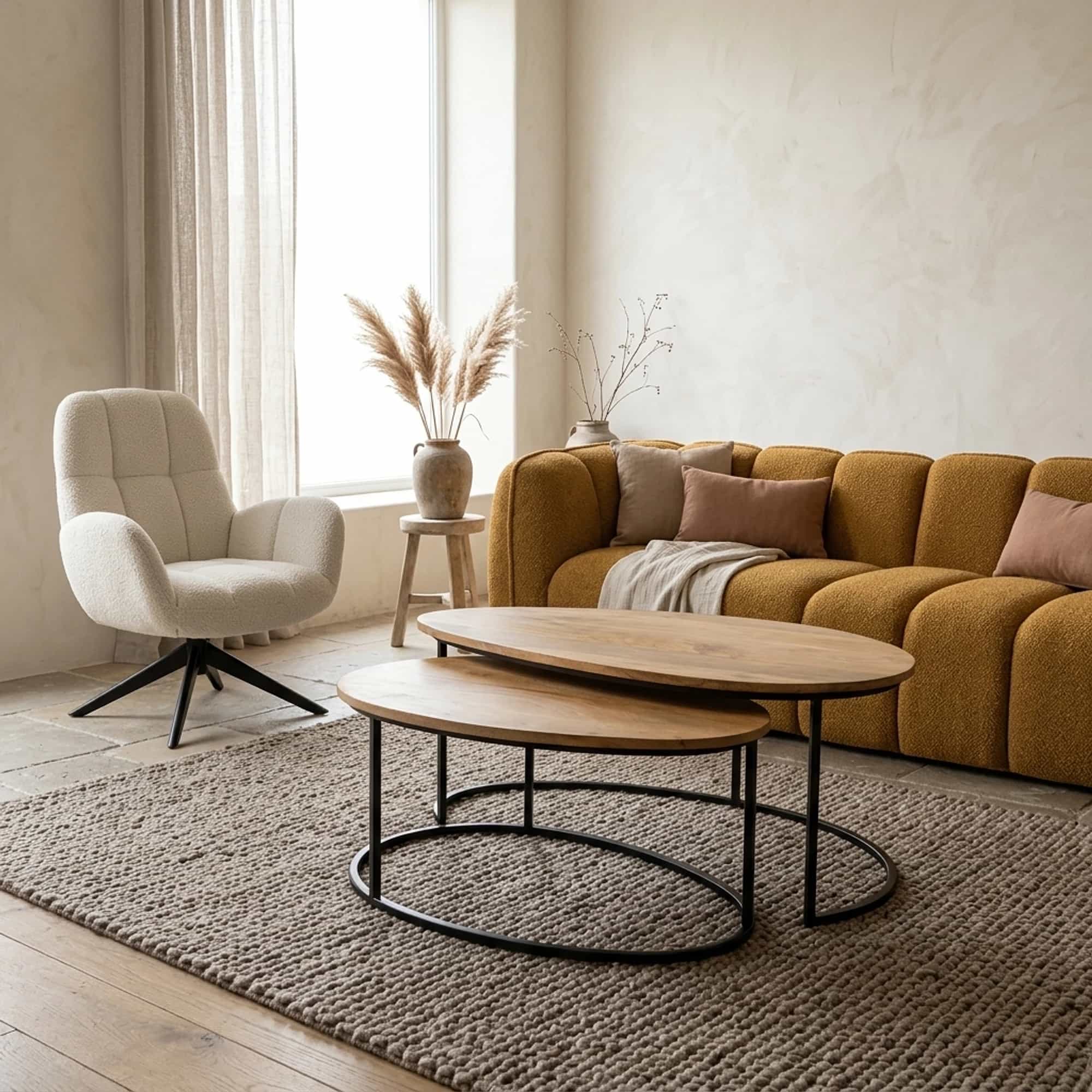 Hannover salontafel organisch, set van 2, Smooth Natural - My Sons
