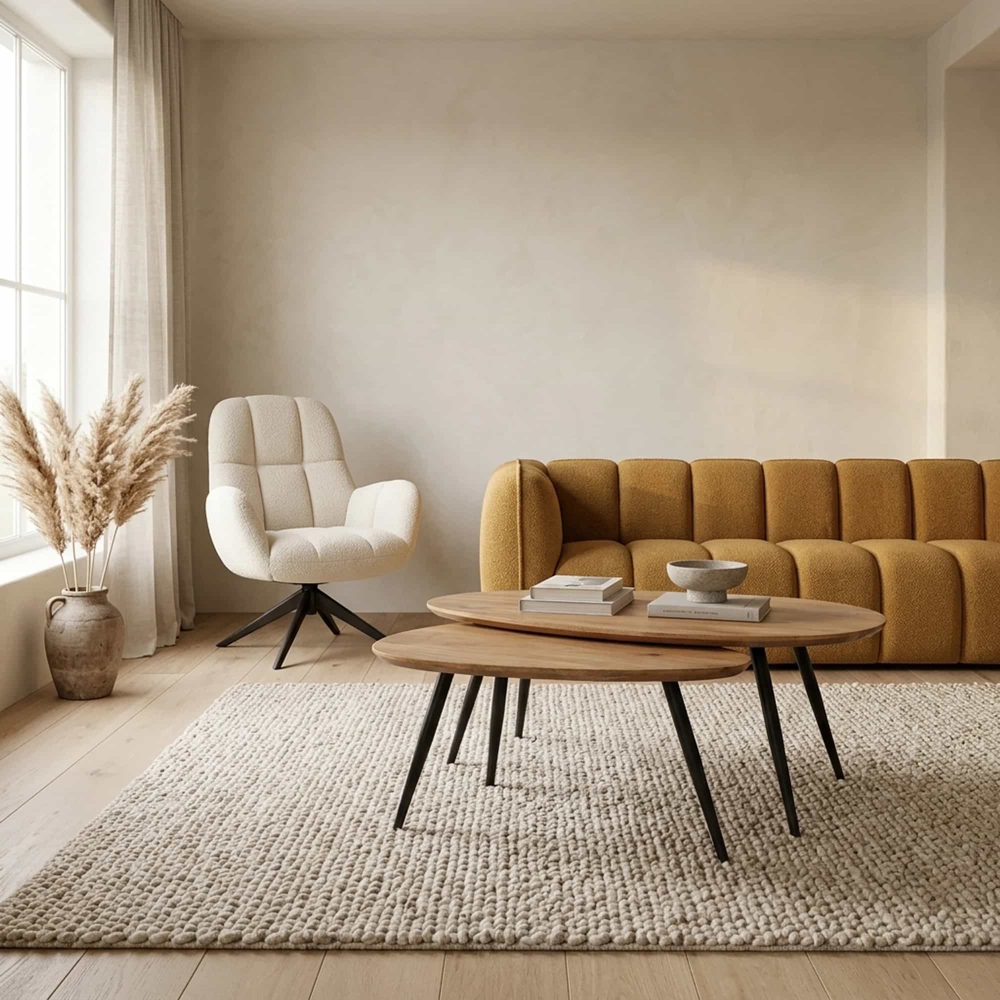 Kassel salontafel organisch, set van 2, Smooth Natural (25mm) - My Sons