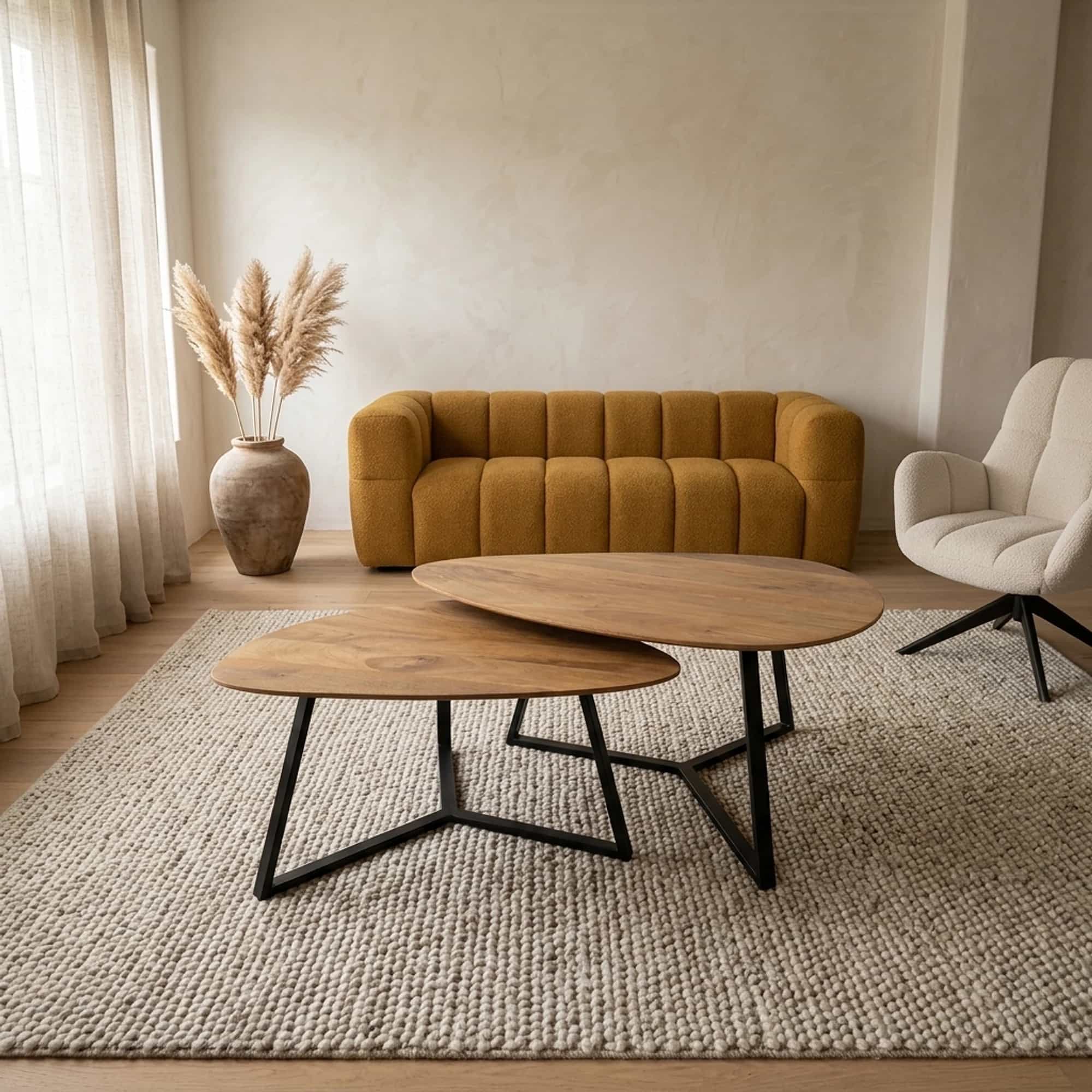 Keulen salontafel organisch, set van 2, Smooth Natural - My Sons