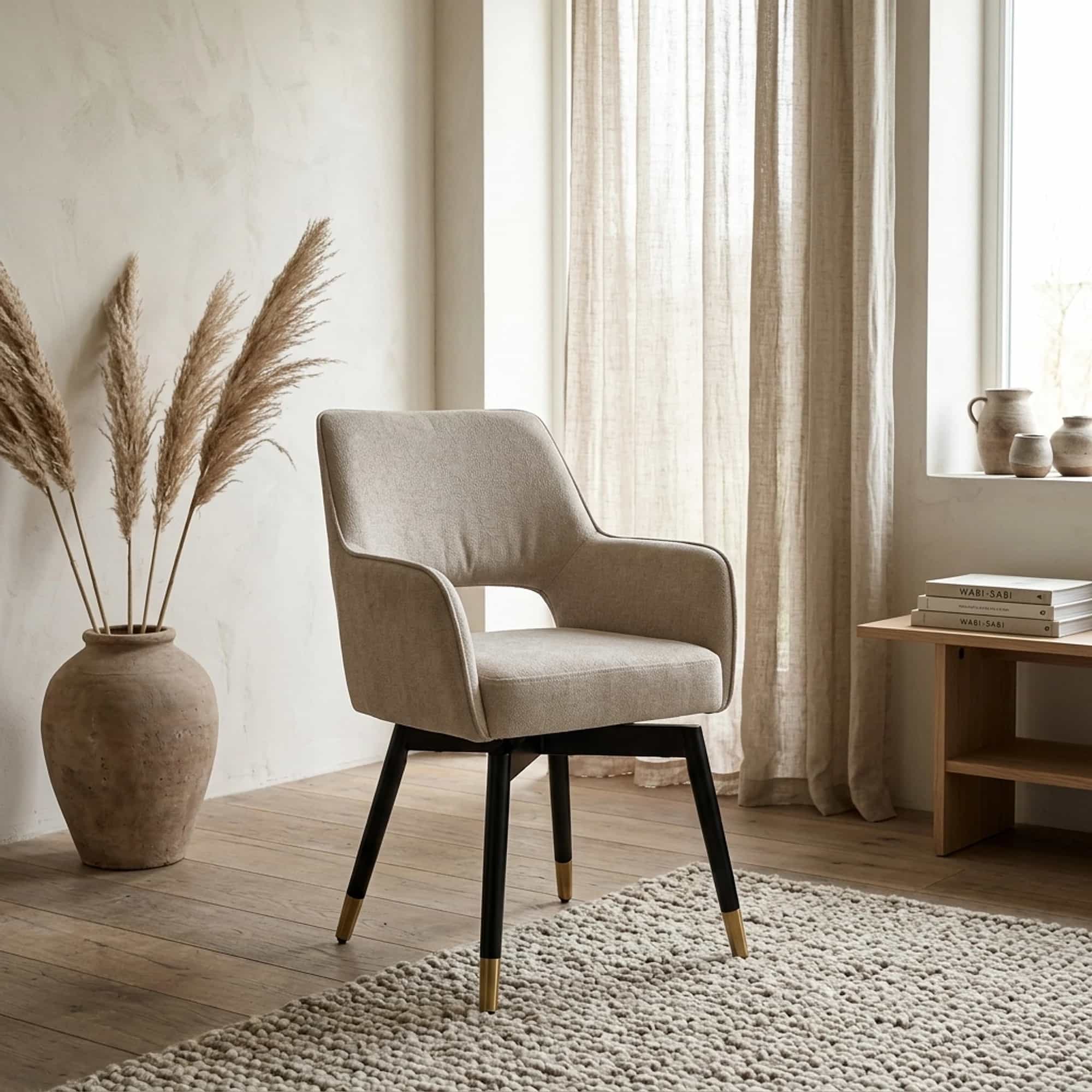 Lenno Armstoel - fabric Adore 11 Beige (draaibaar)