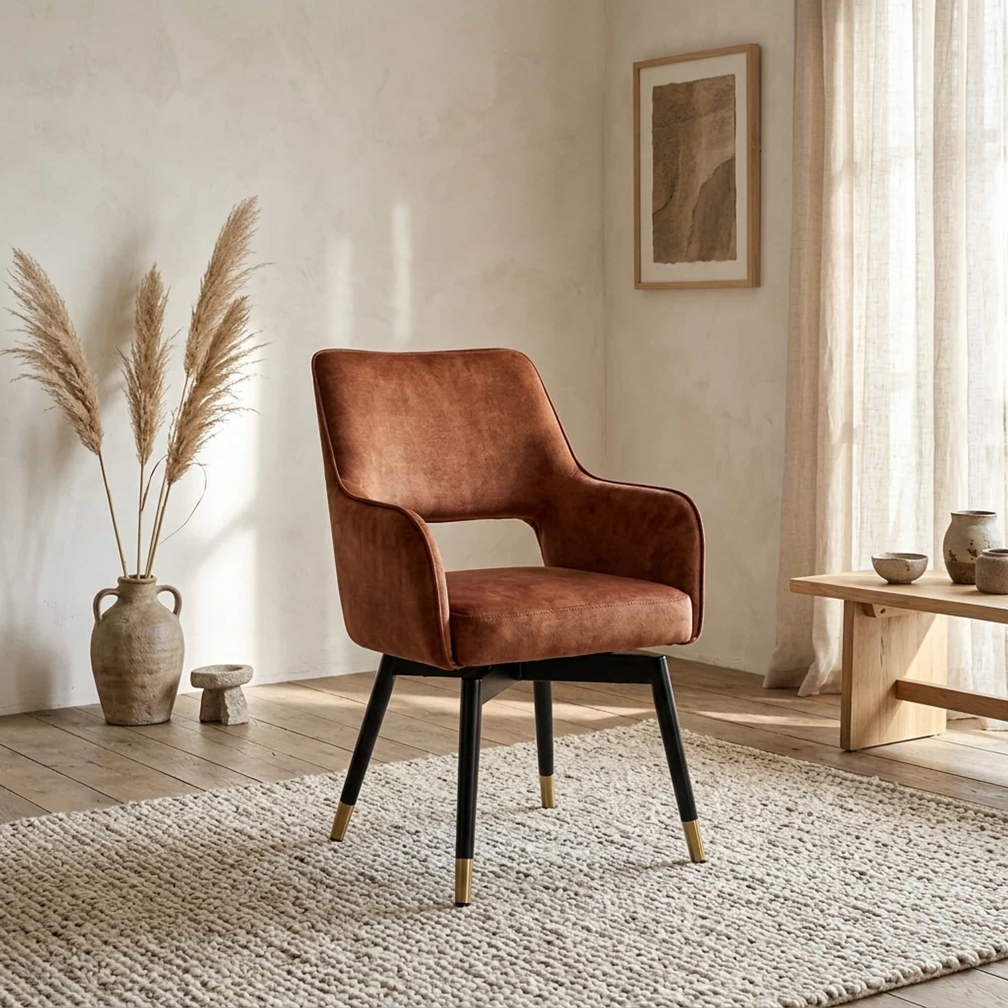 Lenno Armstoel - fabric Adore 24 Copper (draaibaar)