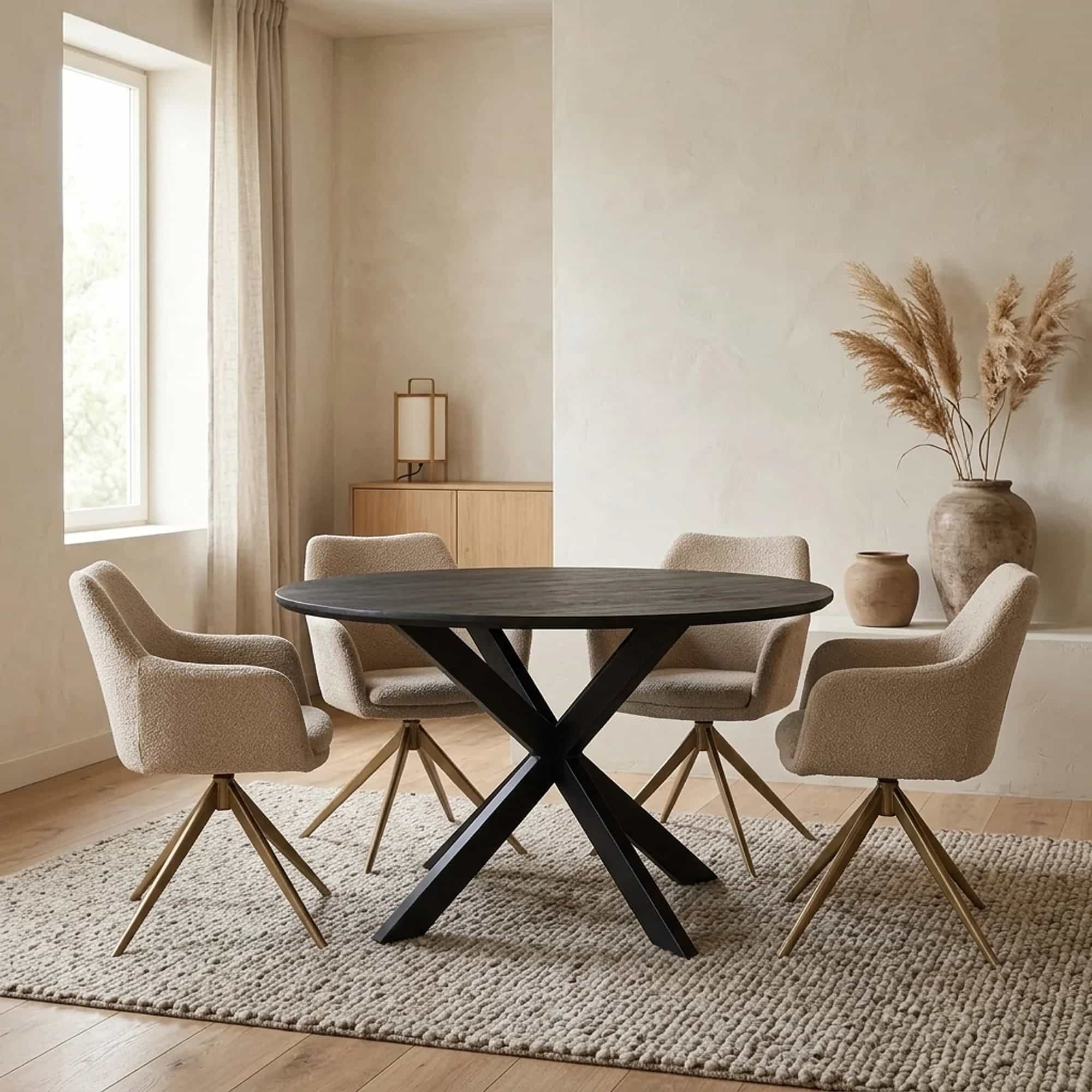 Ronde eettafel New York Zwart Mangohout 130 cm