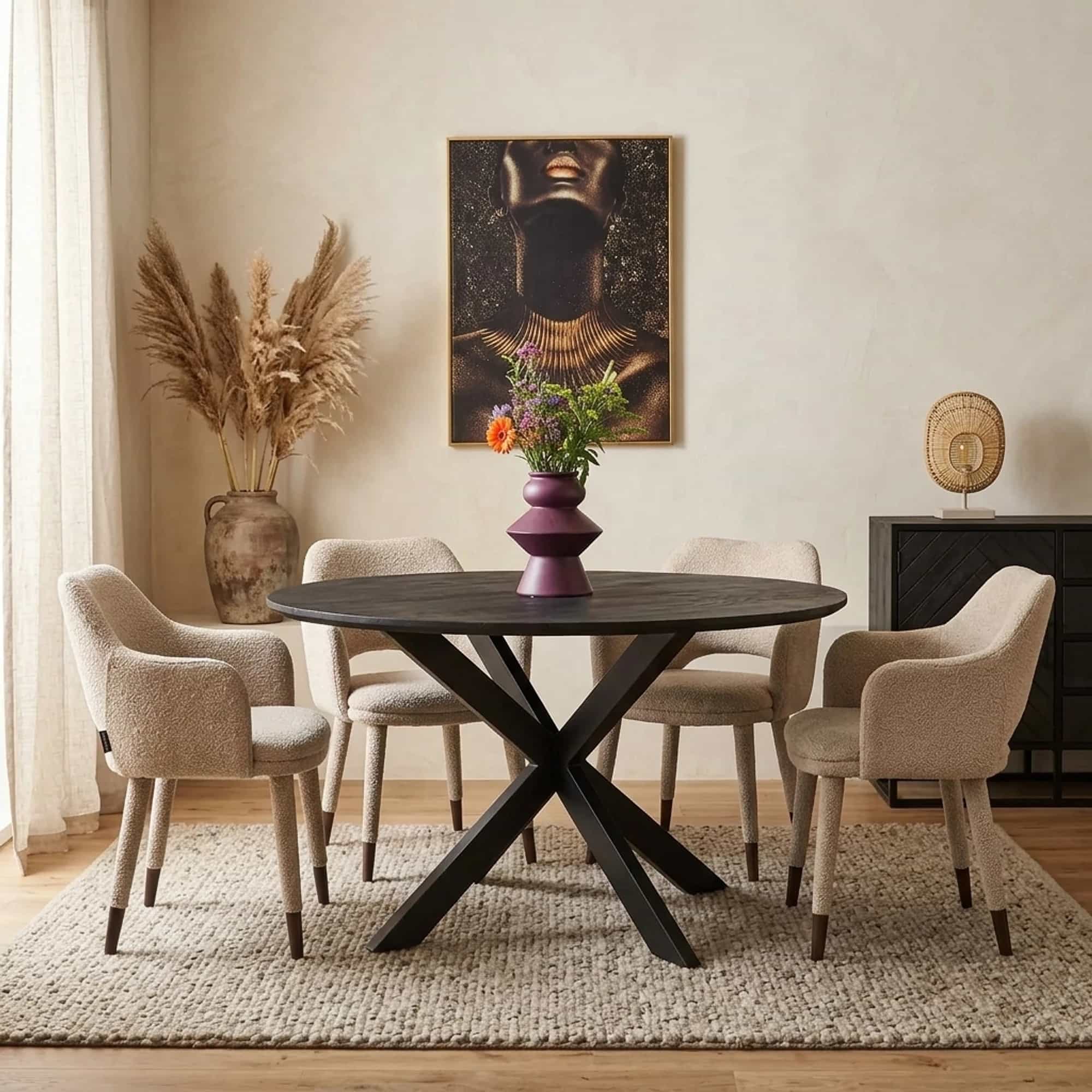 Ronde eettafel New York Zwart Mangohout 140 cm