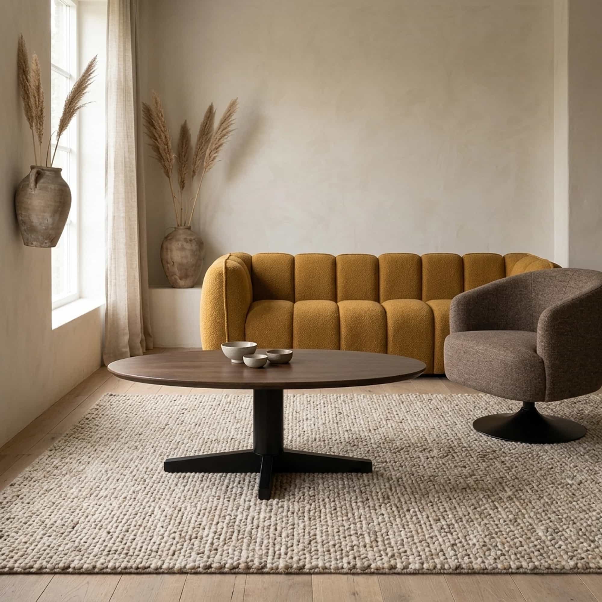 Salontafel 130, organisch, poot Black, Mango Brown Walnut - My Sons