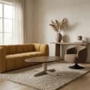 Salontafel 130, ovaal, poot Beige, Mango Brown Walnut - My Sons