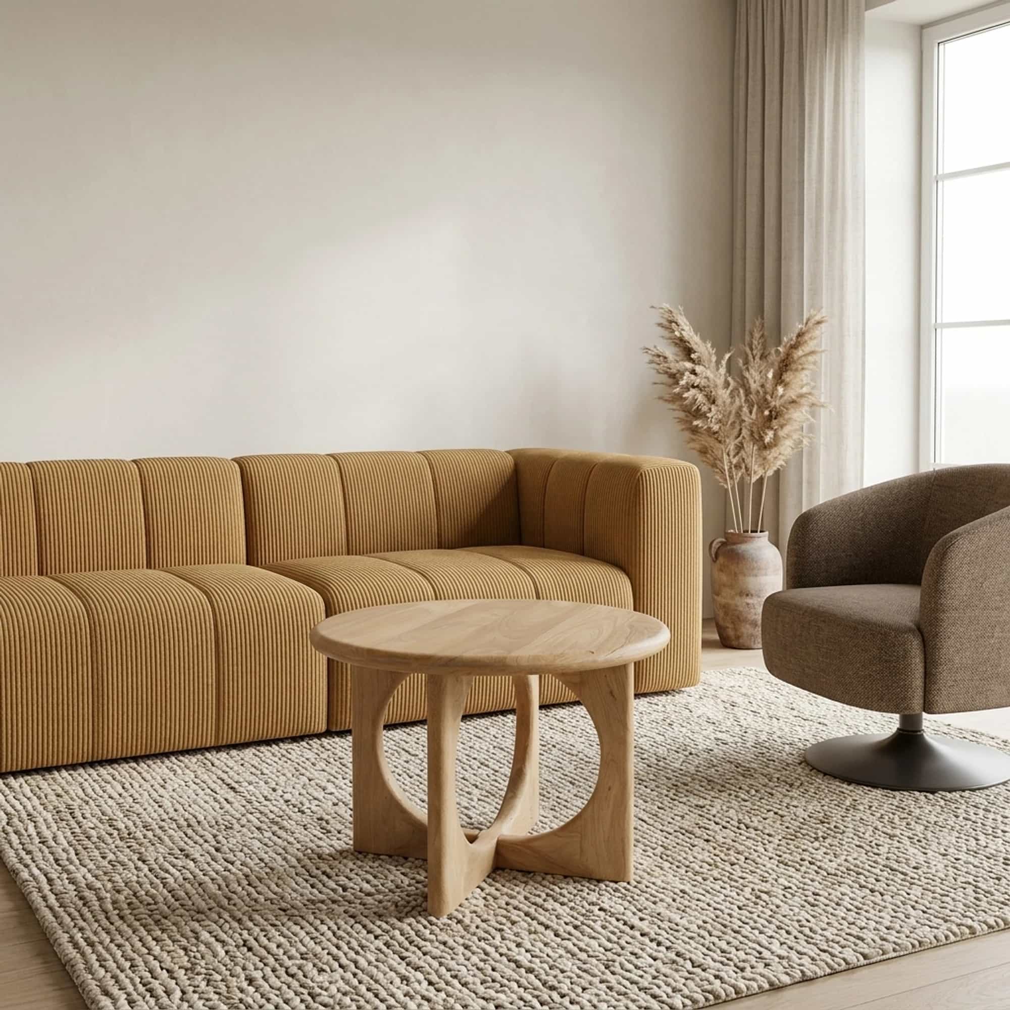 Salontafel Ø60, Acacia Groovy Natural - My Sons