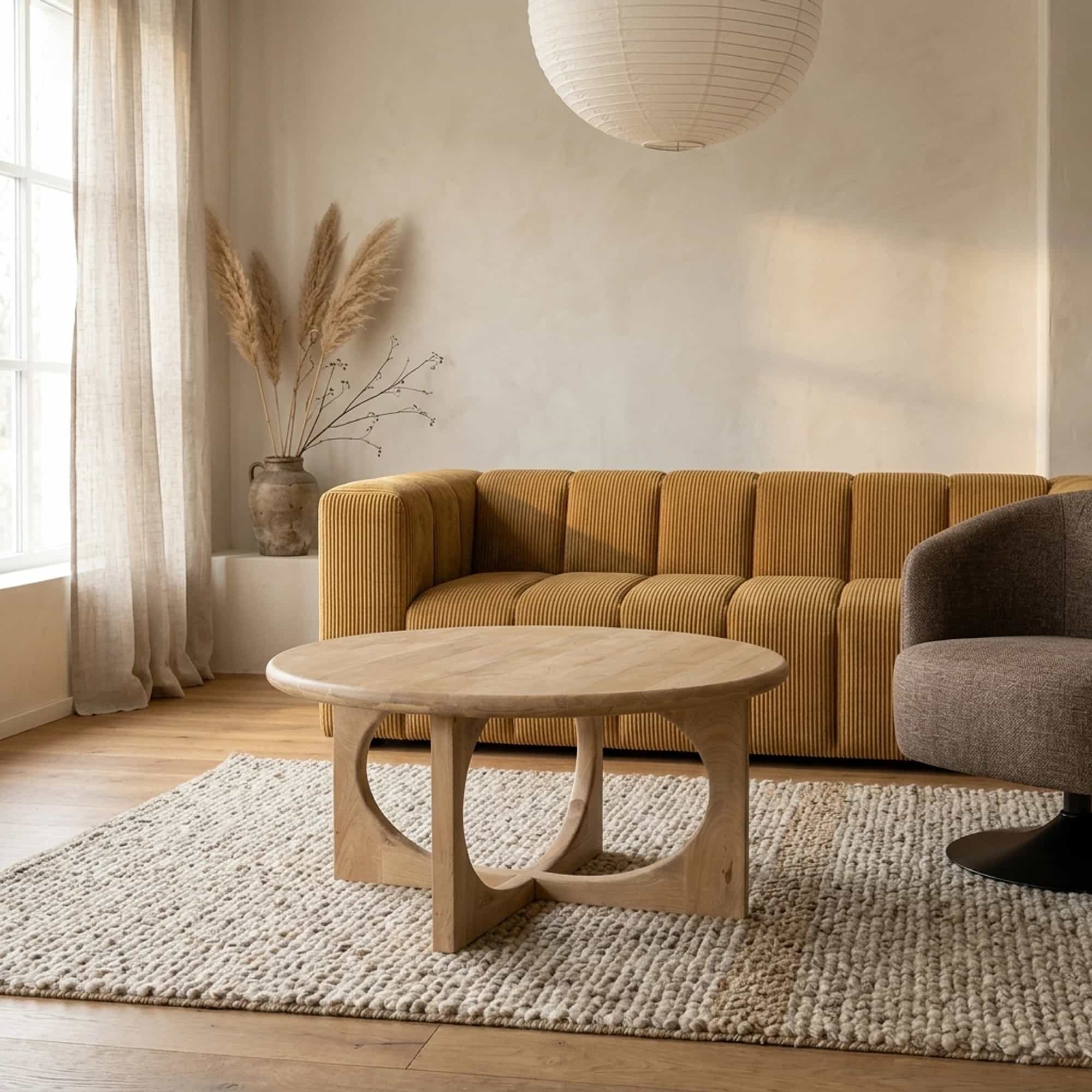 Salontafel Ø80, Acacia Groovy Natural - My Sons
