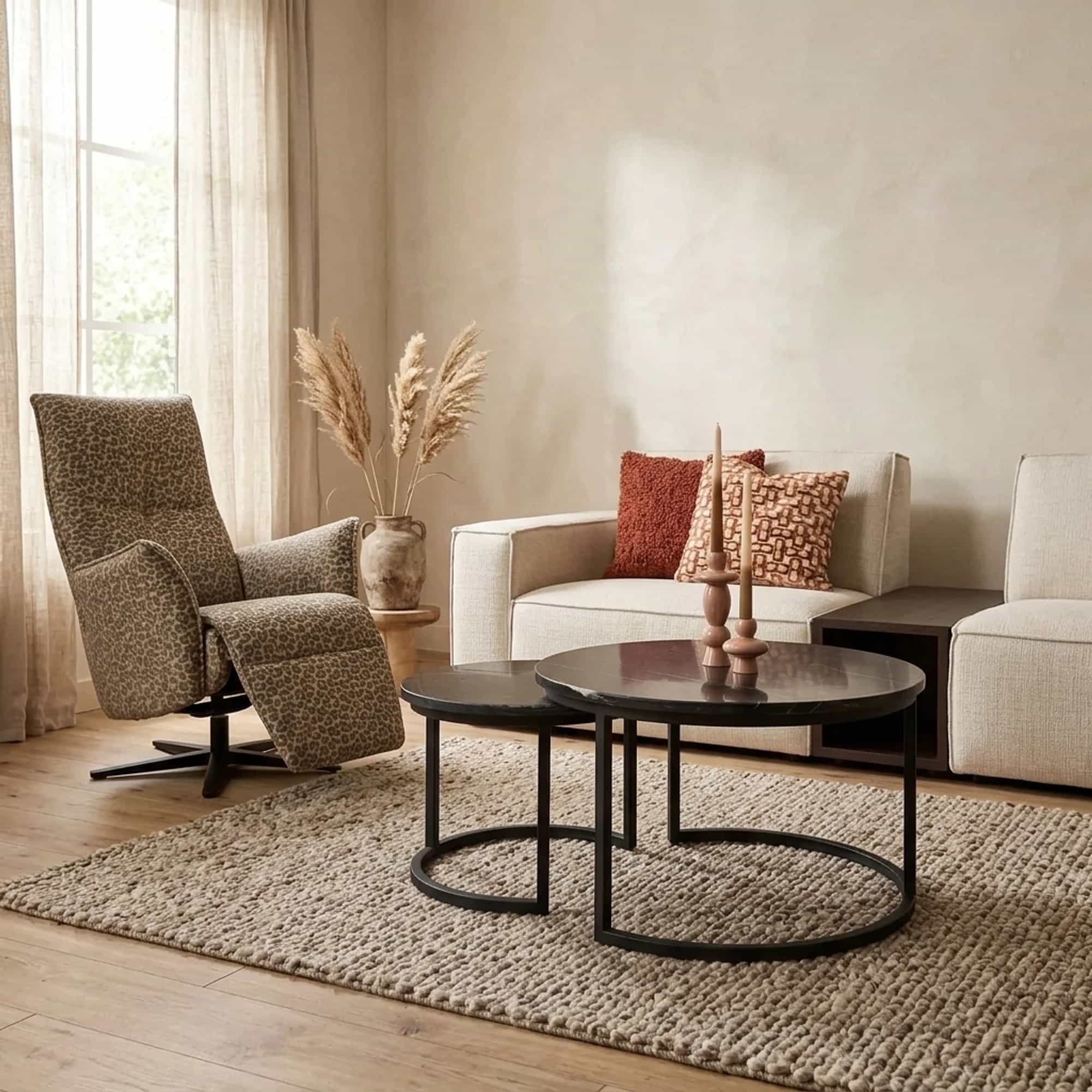 Salontafel Nova Black marble | 70 cm | Set van 2