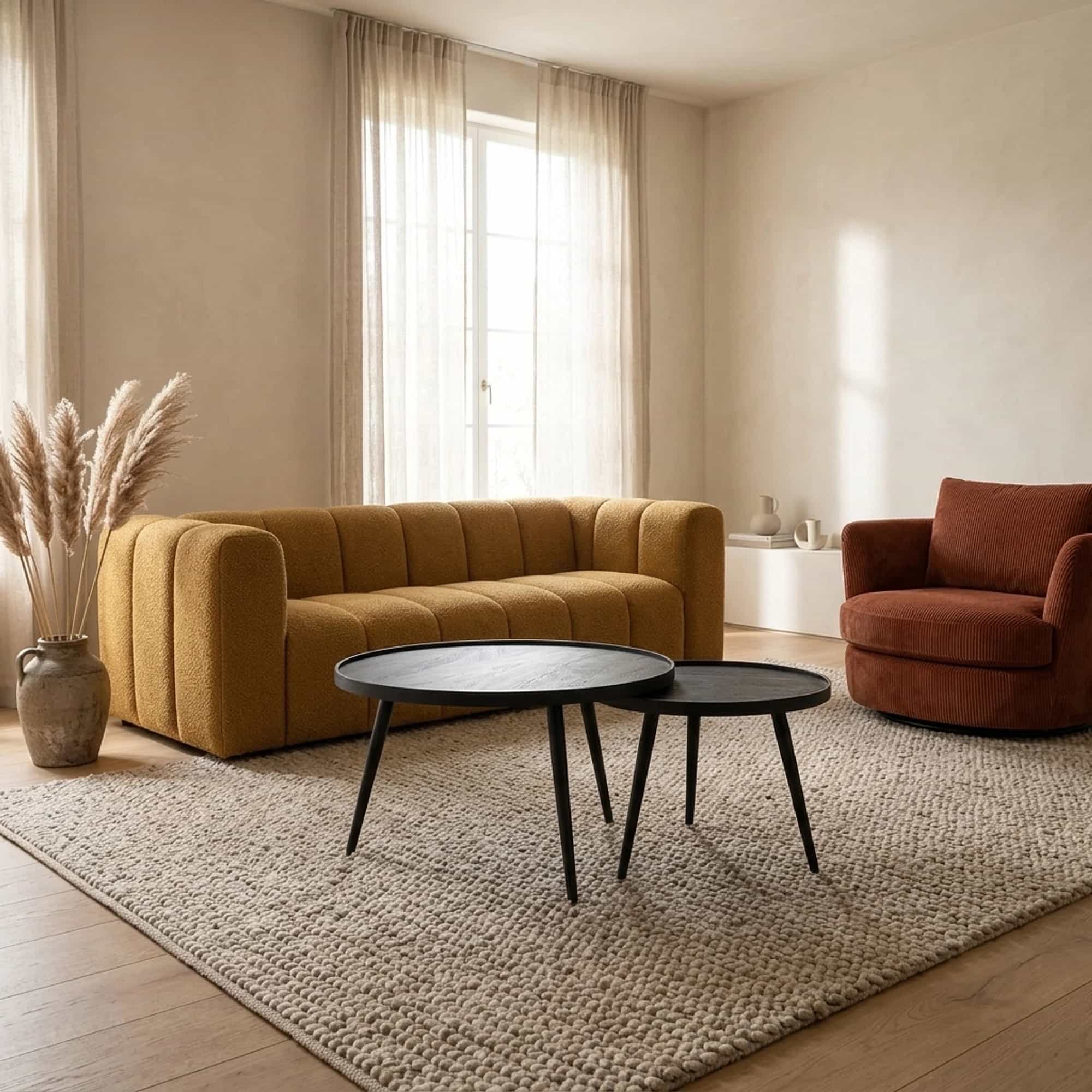 Salontafel Rond Zwart Set van 2 - Benoa