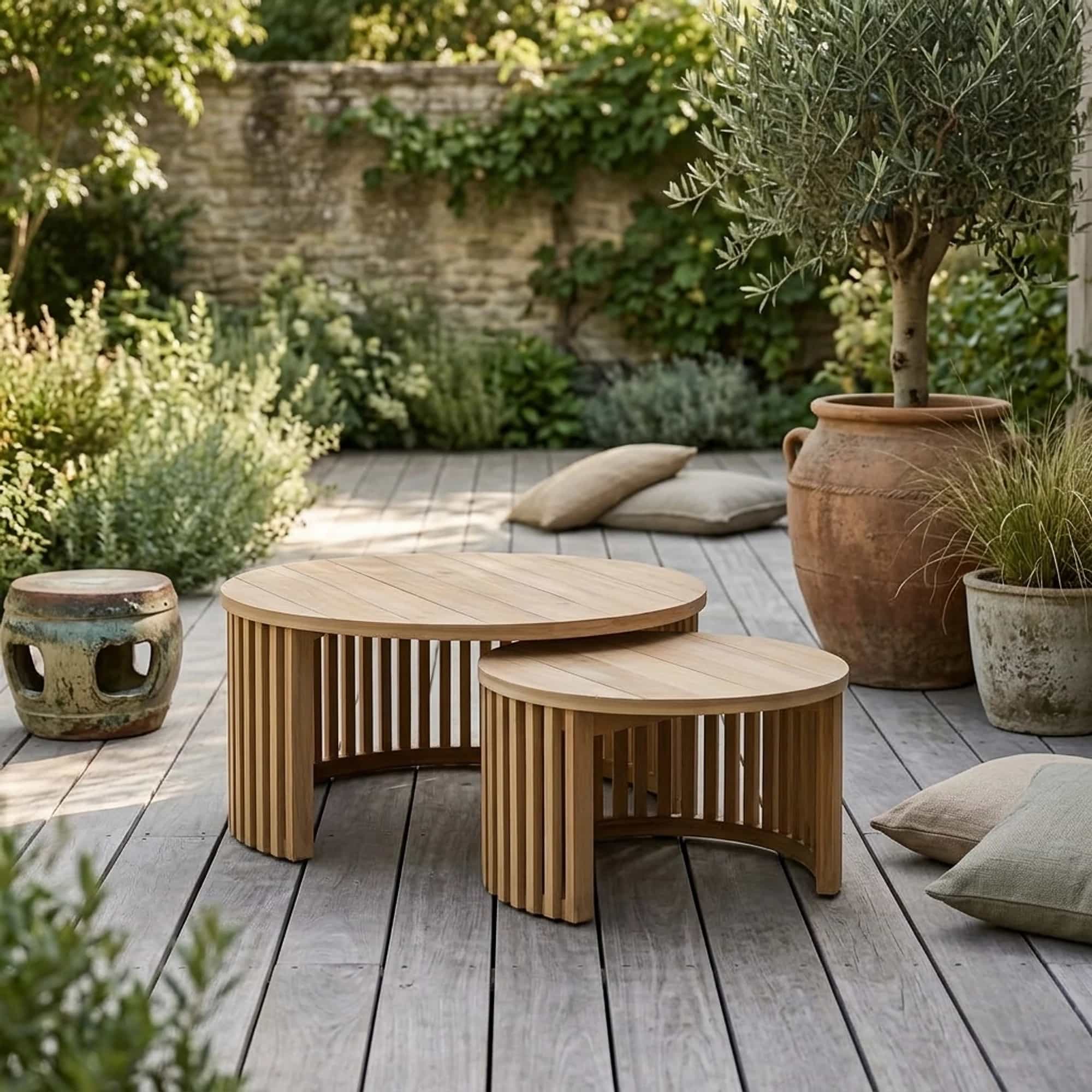 Salontafelset teak rond outdoor