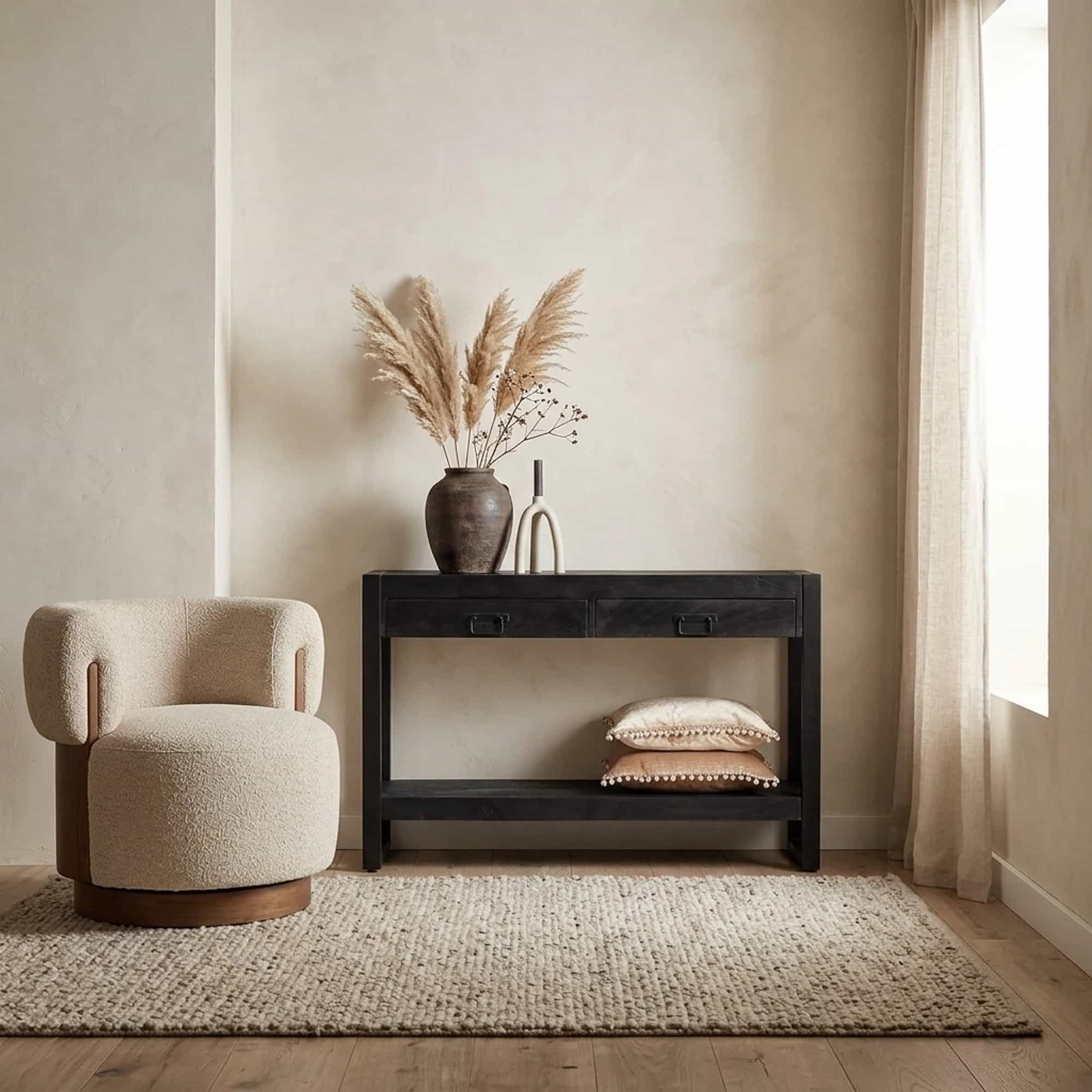 Sidetable Boaz Zwart Mangohout 120 cm