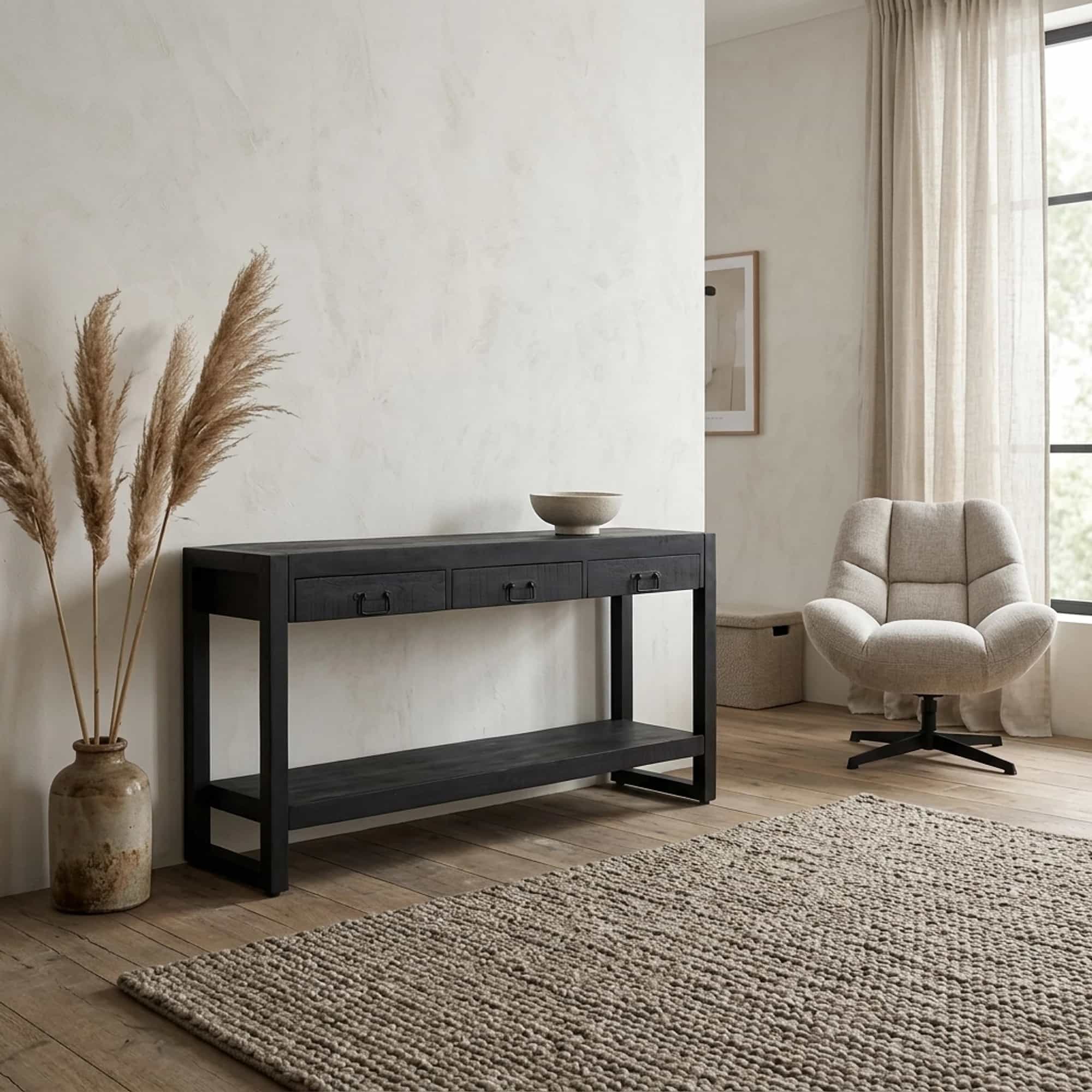 Sidetable Boaz Zwart Mangohout 150 cm