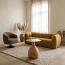 Stella salontafel Ø40, H50, Smooth Natural, Clear glass - My Sons