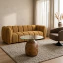 Stella salontafel Ø50, H43, Smooth Natural, Clear glass - My Sons