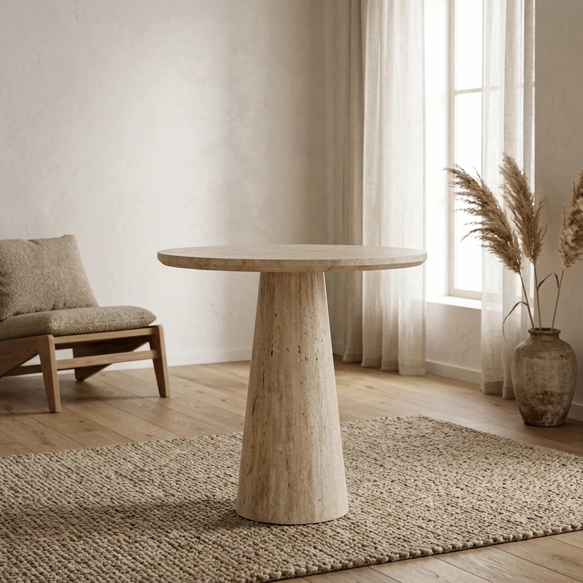 Tafel Aime 70x75 Travertin - Eleonora