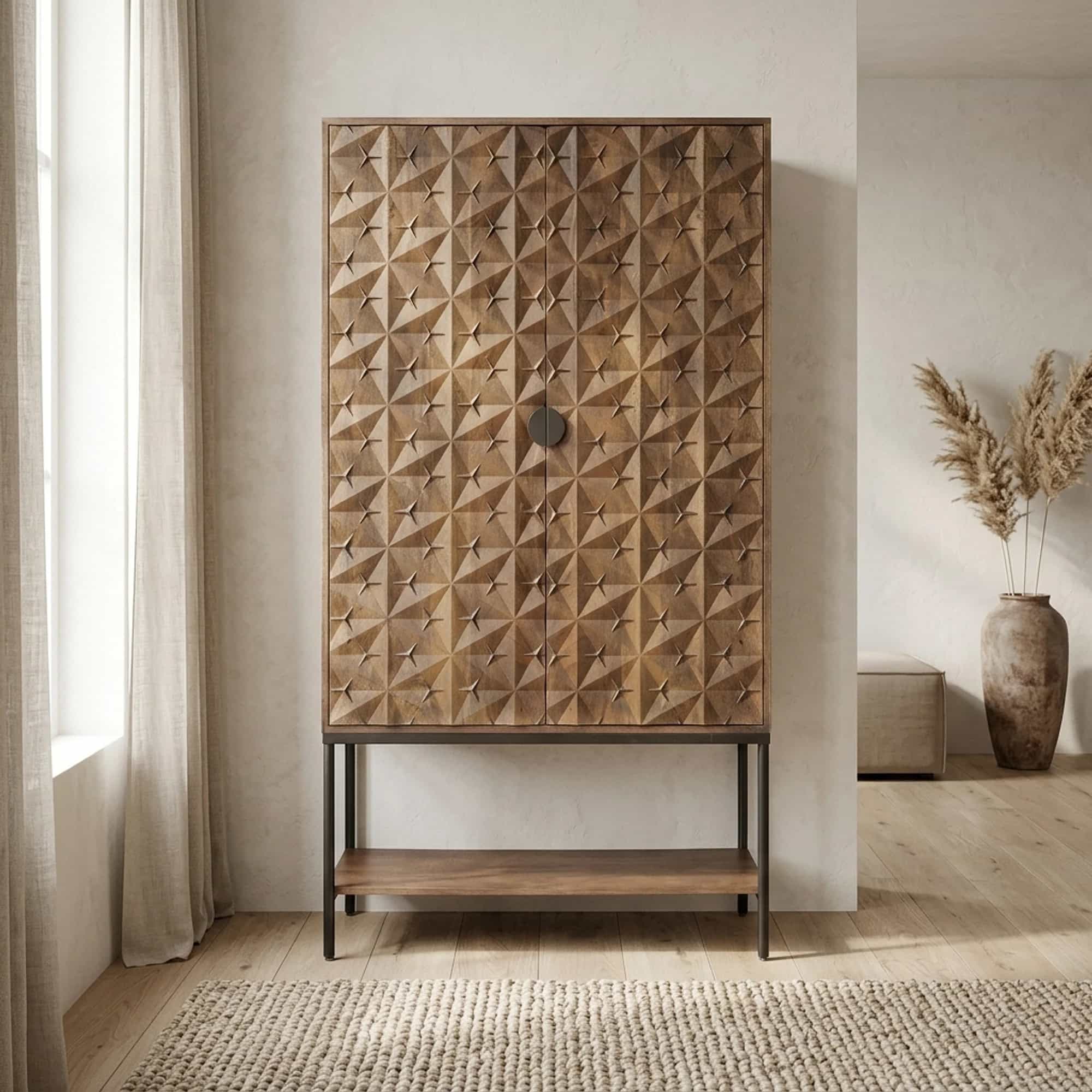 Trinity 2-deurs kast met onderplank, Mango Brown Walnut - My Sons