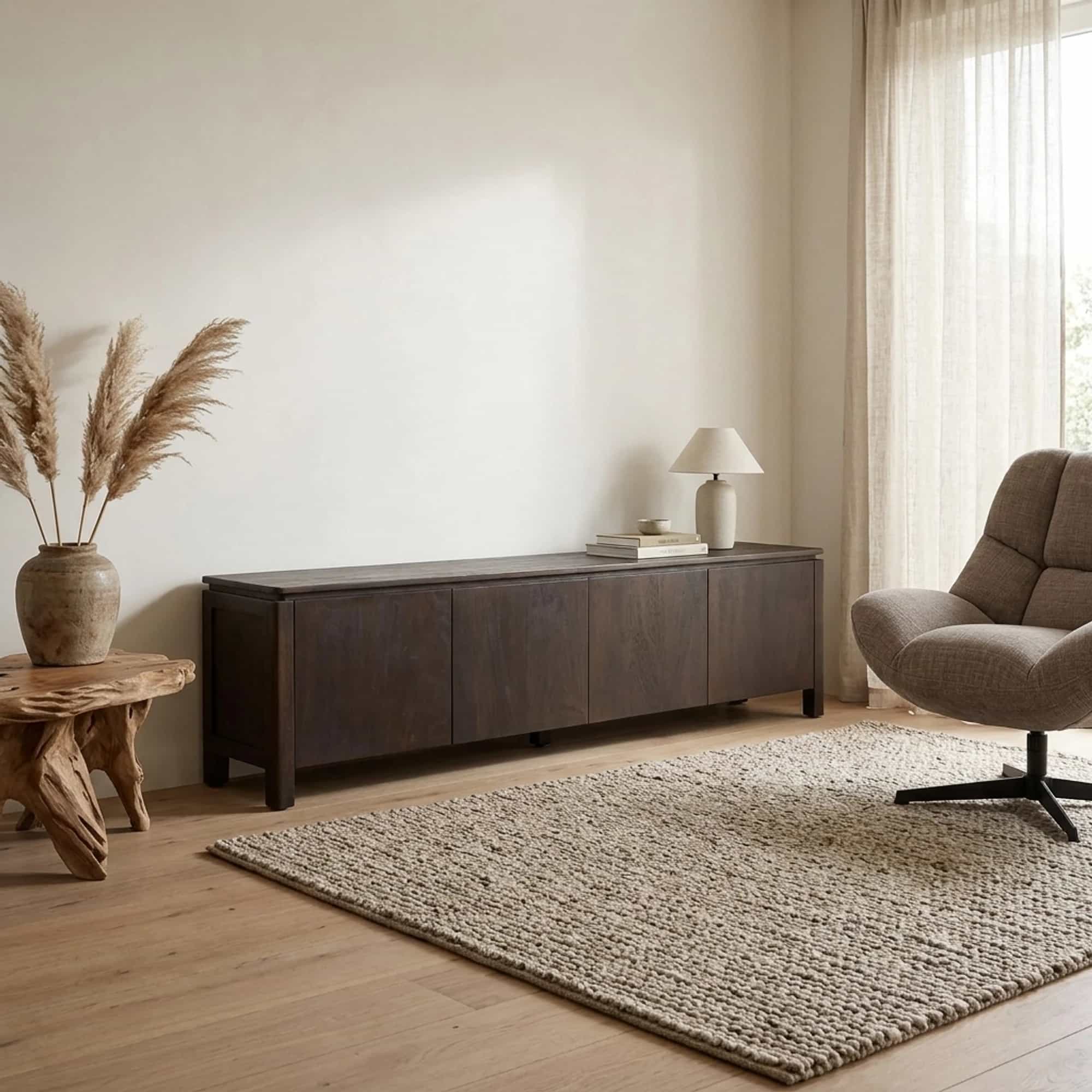 Tv meubel Dallas Bruin Mangohout 210 cm