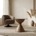 Yves bijzettafel Ø57, H47, Mango Matt Walnut, Smoke glass - My Sons