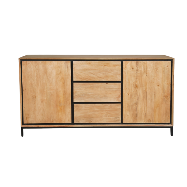 Modern dressoir Richwood mangohout zwart metaal