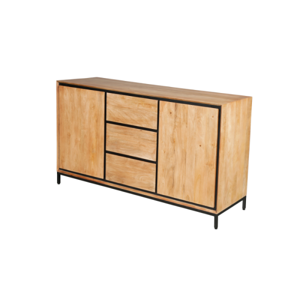 Modern dressoir Richwood mangohout zwart metaal