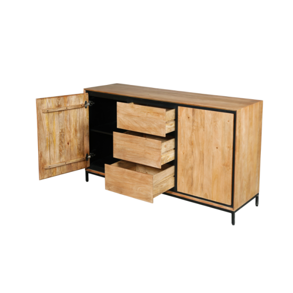 Modern dressoir Richwood mangohout zwart metaal