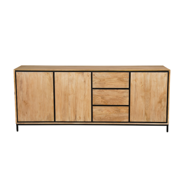 Modern dressoir Richwood mangohout zwart metaal