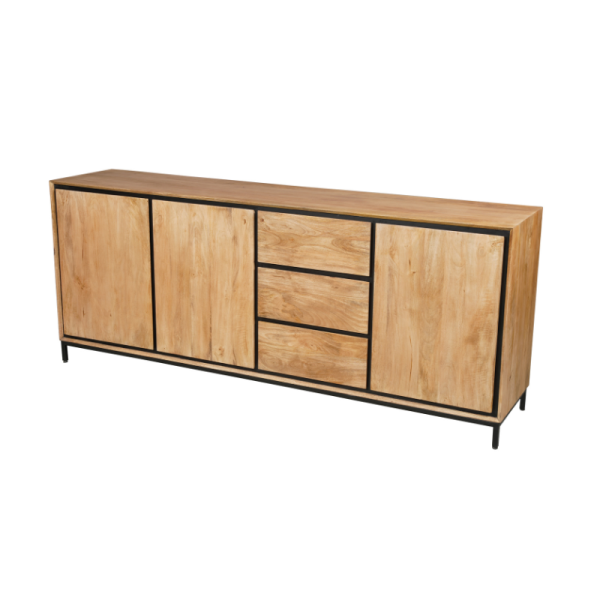 Modern dressoir Richwood mangohout zwart metaal