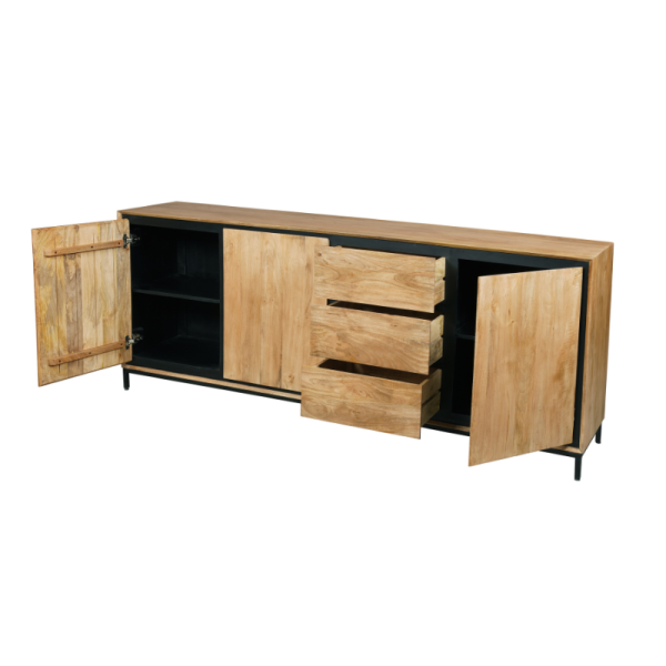 Modern dressoir Richwood mangohout zwart metaal