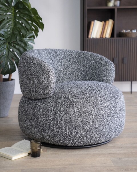 Moderne fauteuil Maeve grijs stof