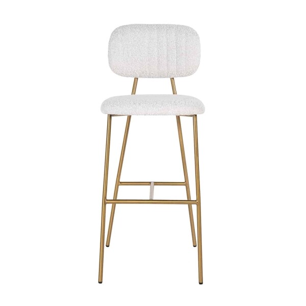 Richmond Interiors Barstoel Xenia white bouclé / brushed gold (Copenhagen 900 Bouclé White) 