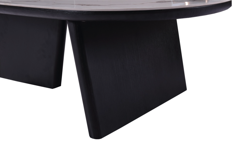 Moderne salontafel Liz natuursteen zwart eikenfineer