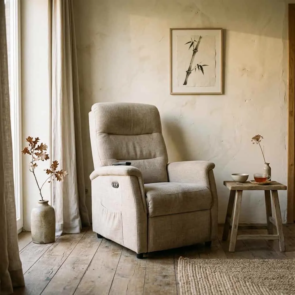 Scandinavische relaxfauteuil in een minimalistische woonkamer
